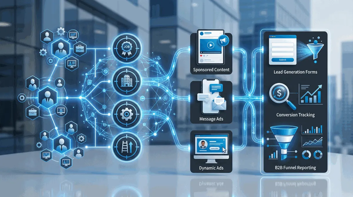 LinkedIn Campaign Manager overview infographic